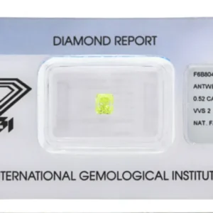 0,52 Carat Fancy Yellow Green Diamant Radiant Cut IGI zertifiziert