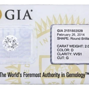 2,01 Carat Diamant D VVS1 Round Brilliant GIA zertifiziert