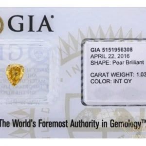1,03 Carat Fancy Intense Orangy Yellow Diamant Pear Brilliant GIA zertifiziert