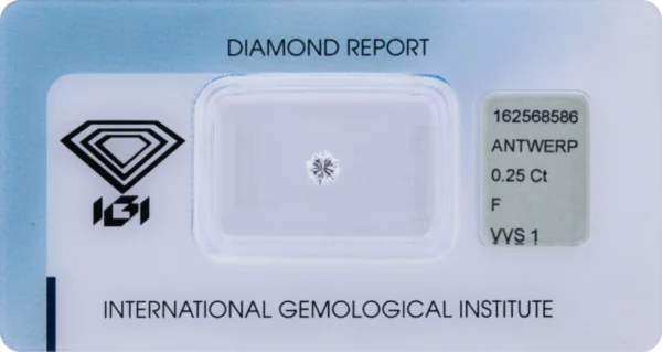 0,25 ct Diamant F VVS1 – Round Brilliant (IGI zertifiziert)