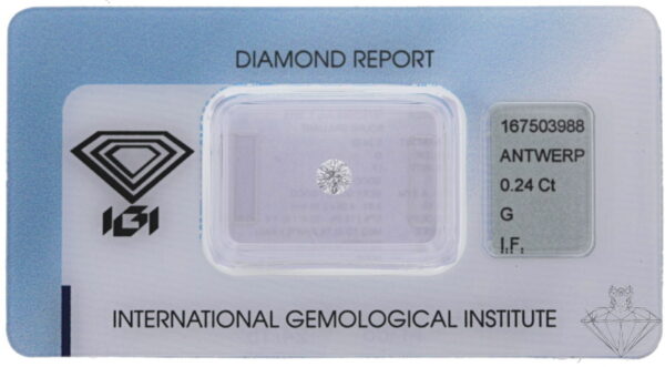 0,24 ct Diamant G IF – Round Brilliant (IGI zertifiziert)