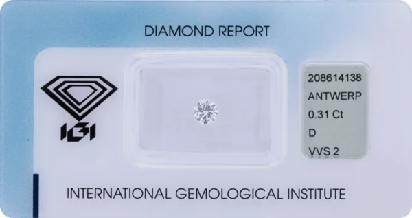 0,31 ct Diamant D VVS2 – Round Brilliant (IGI zertifiziert)