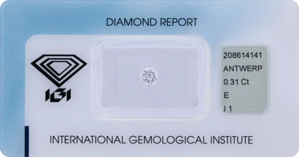 0,31 ct Diamant E I1 – Round Brilliant (IGI zertifiziert)
