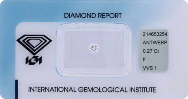 0,27 ct Diamant F VVS1 – Round Brilliant (IGI zertifiziert)