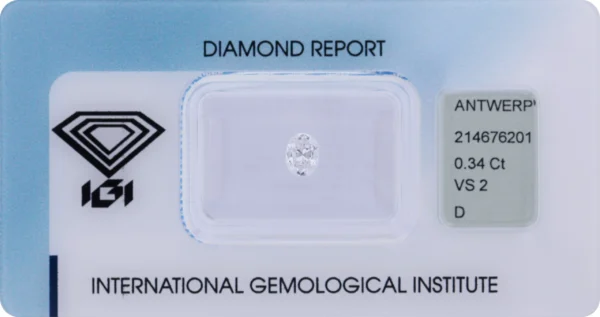 0,34 ct Diamant D VS2 – Oval Brilliant (IGI zertifiziert)