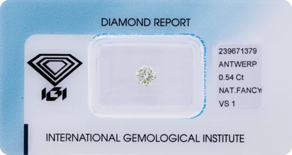 0,54 ct Fancy Yellow Diamant – Round Brilliant (IGI zertifiziert)
