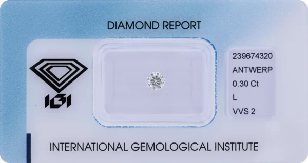 0,30 ct Diamant L VVS2 – Round Brilliant (IGI zertifiziert)