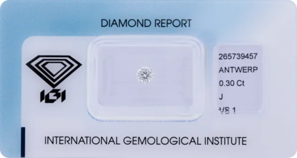 0,30 ct Diamant J VS1 – Round Brilliant (IGI zertifiziert)