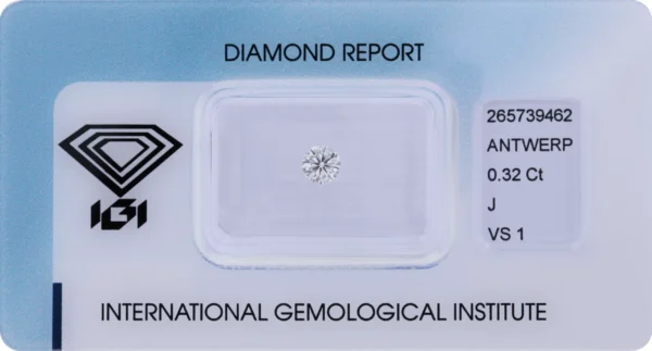 0,32 ct Diamant J VS1 – Round Brilliant (IGI zertifiziert)