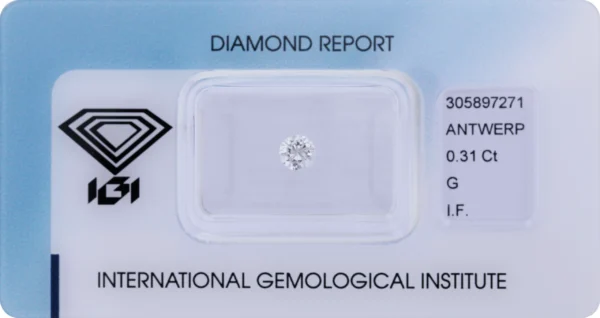 0,31 ct Diamant G IF – Round Brilliant (IGI zertifiziert)