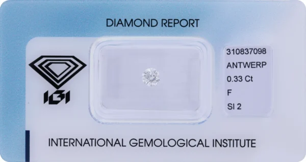 0,33 ct Diamant F SI2 – Round Brilliant (IGI zertifiziert)