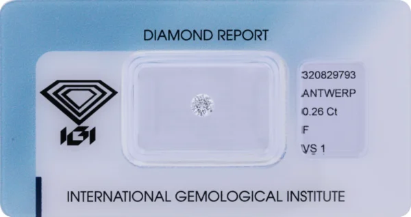 0,26 ct Diamant F VS1 – Round Brilliant (IGI zertifiziert)