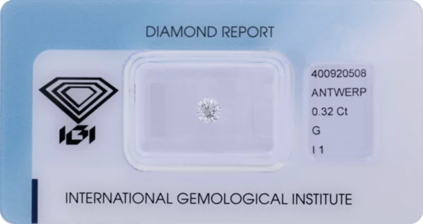 0,32 ct Diamant G I1 – Round Brilliant (IGI zertifiziert)