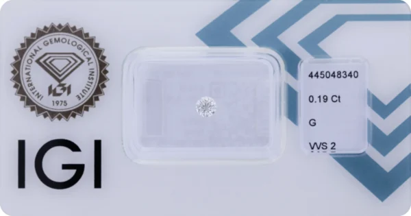 0,19 ct Diamant G VVS2 – Round Brilliant (IGI zertifiziert)