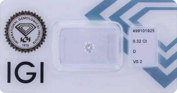 0,32 ct Diamant D VS2 – Round Brilliant (IGI zertifiziert)