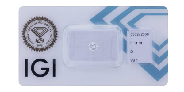 0,31 ct Diamant D VS1 – Round Brilliant (IGI zertifiziert)