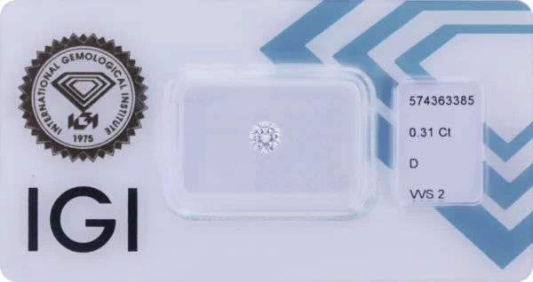 0,31 ct Diamant D VVS2 – Round Brilliant (IGI zertifiziert)