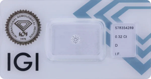 0,32 ct Diamant D IF – Round Brilliant (IGI zertifiziert)