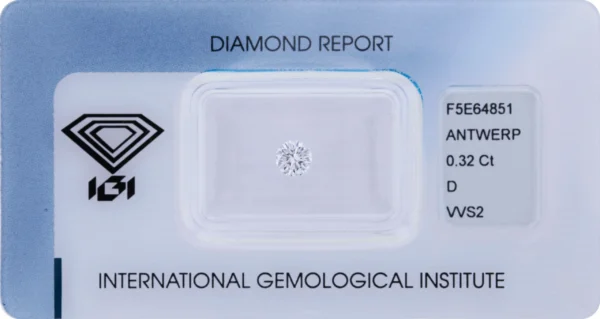 0,32 ct Diamant D VVS2 – Round Brilliant (IGI zertifiziert)