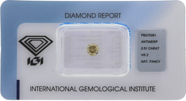 0,51 ct Fancy Yellow Diamant – Round Brilliant (IGI zertifiziert)